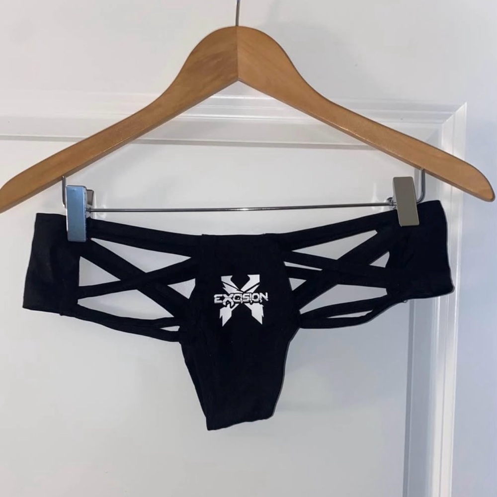 Excision Black Strappy Bikini Bottom
